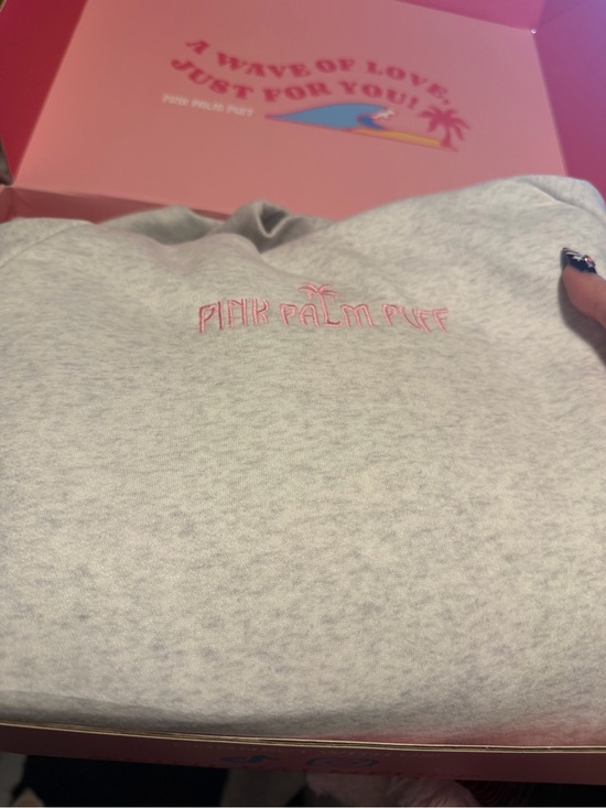 Pink Palm Puff Tops - Pink Palm Puff Hoodie - Bold Coral Print